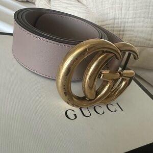 Gucci Marmont Thick Belt in Porcelain Rose